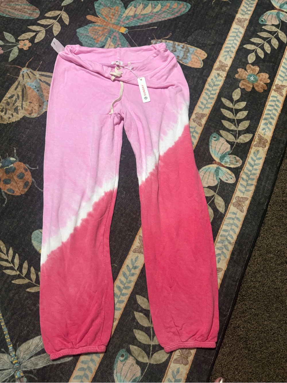 Sundry Pink & Raspberry Tie-Dye women’s Sweatpants with Drawstring